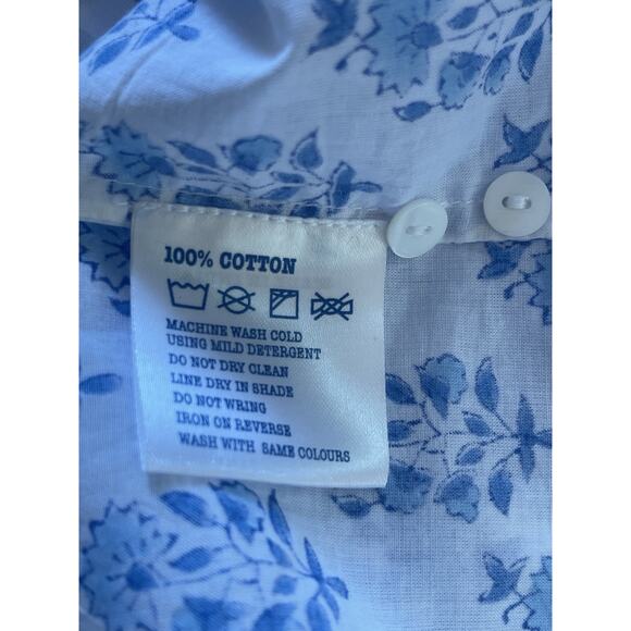 PINK CITY PRINTS Ocean Zinna Helena Blouse Blue Size XXS - Picture 8 of 9